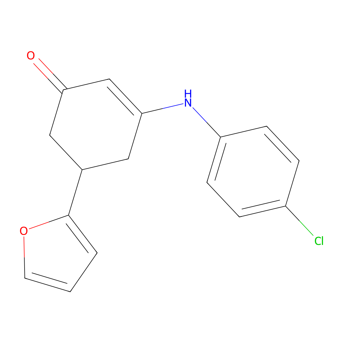 3-[(4-Chlorophenyl)amino]-5-(furan-2-yl)cyclohex-2-en-1-one molecular structure, CAS 428843-11-2