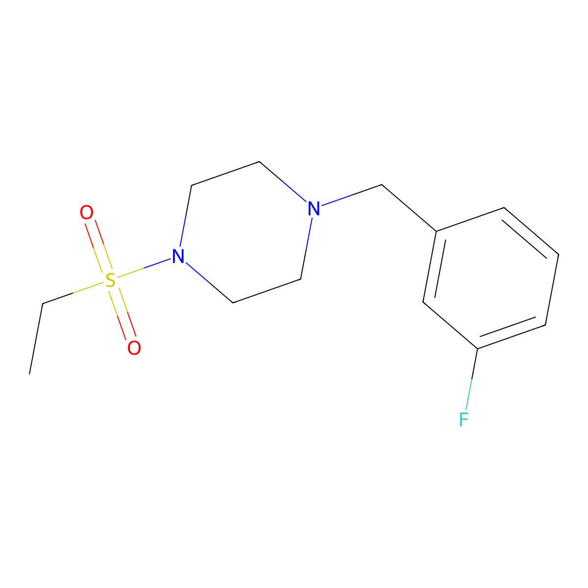 1-(Ethylsulfonyl)-4-(3-fluorobenzyl)piperazine molecular structure, CAS 428843-14-5