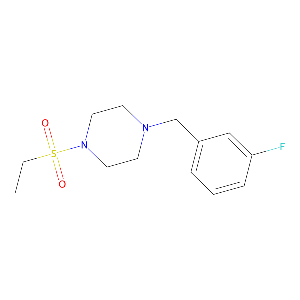 1-(Ethylsulfonyl)-4-(3-fluorobenzyl)piperazine molecular structure, CAS 428843-14-5