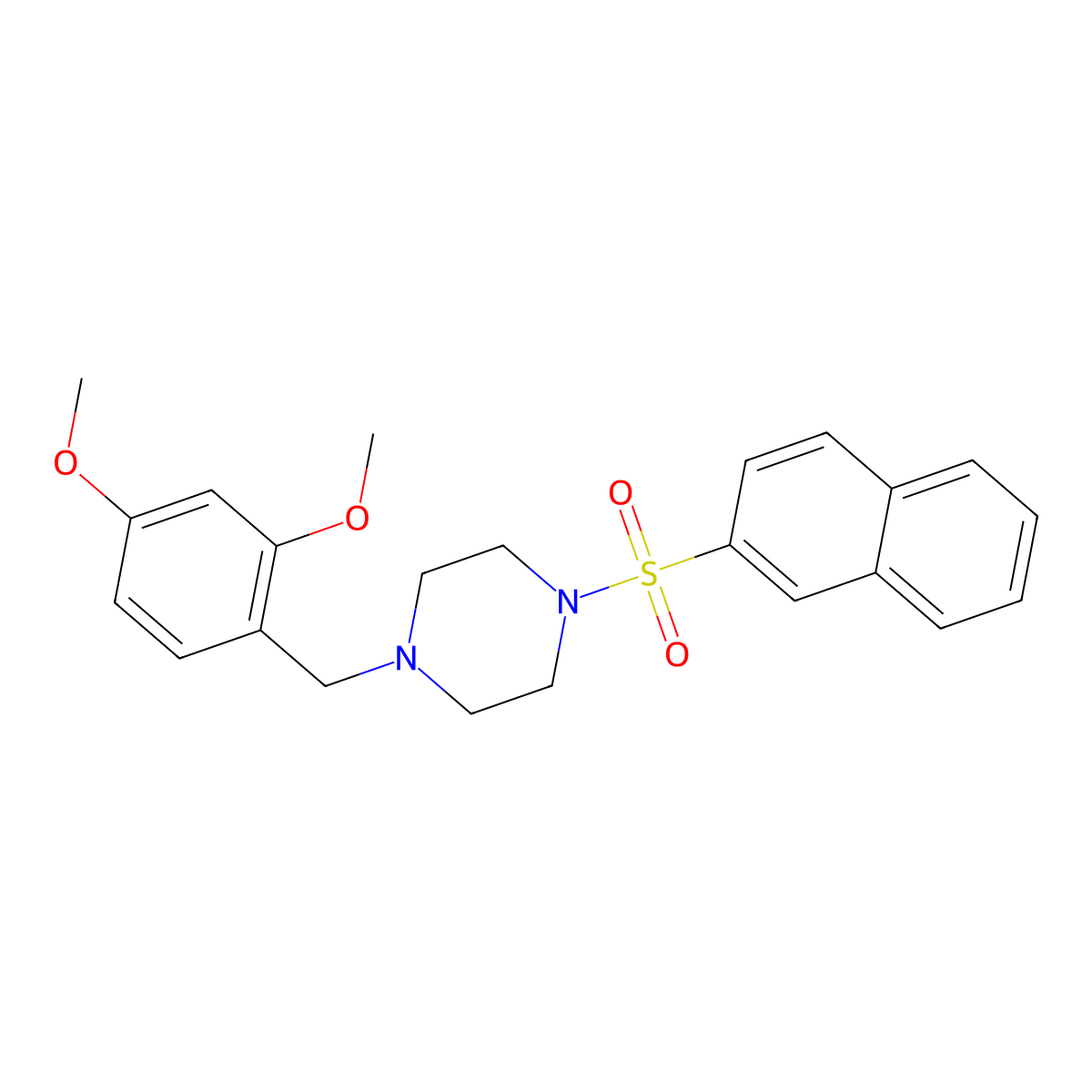 1-[(2,4-Dimethoxyphenyl)methyl]-4-naphthalen-2-ylsulfonylpiperazine molecular structure, CAS 428843-18-9