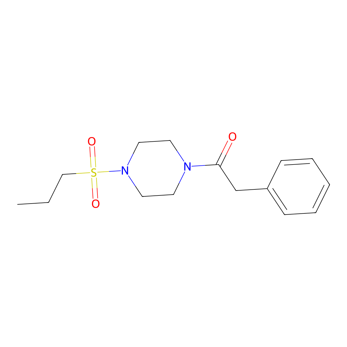 2-Phenyl-1-(4-propylsulfonylpiperazin-1-yl)ethanone molecular structure, CAS 428843-21-4