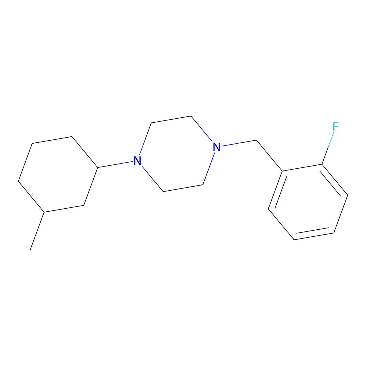 1-(2-Fluorobenzyl)-4-(3-methylcyclohexyl)piperazine molecular structure, CAS 428843-25-8
