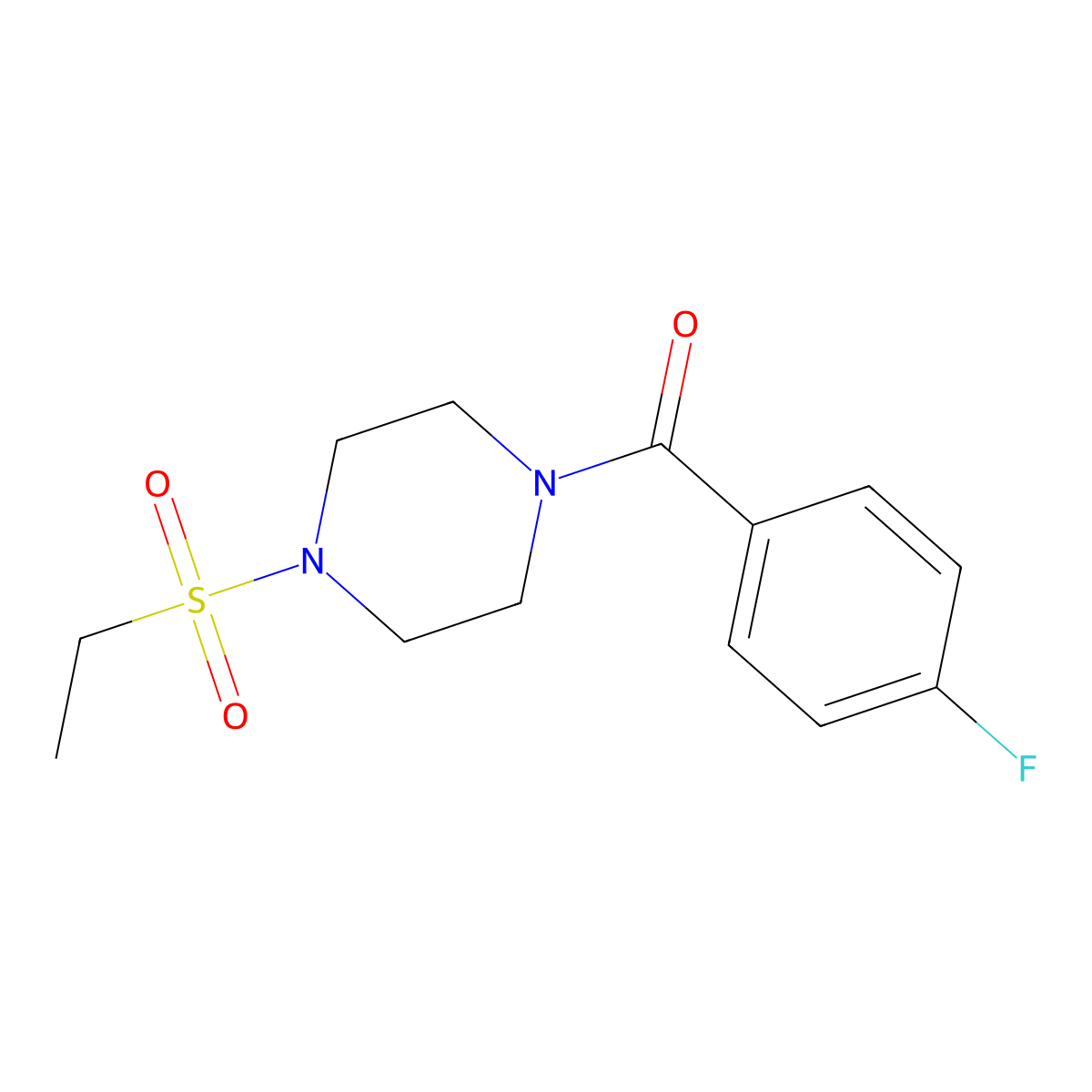 (4-Ethylsulfonylpiperazin-1-yl)-(4-fluorophenyl)methanone molecular structure, CAS 428843-27-0