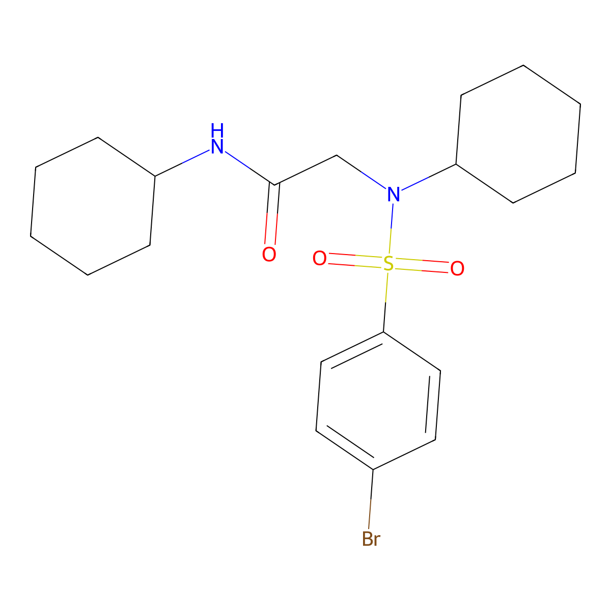 2-[(4-bromophenyl)sulfonyl-cyclohexylamino]-N-cyclohexylacetamide molecular structure, CAS 428843-31-6