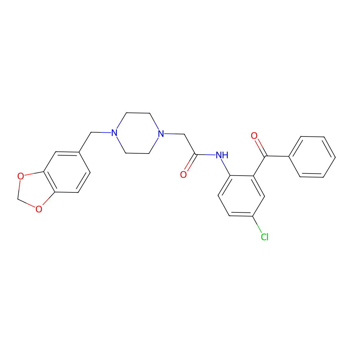 2-[4-(1,3-benzodioxol-5-ylmethyl)piperazin-1-yl]-N-(2-benzoyl-4-chlorophenyl)acetamide molecular structure, CAS 428843-33-8