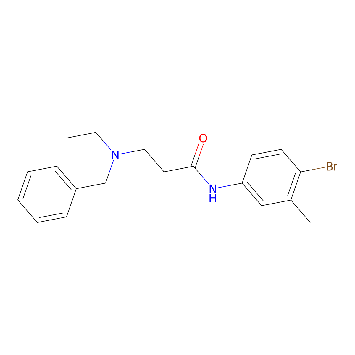 3-[benzyl(ethyl)amino]-N-(4-bromo-3-methylphenyl)propanamide molecular structure, CAS 428843-35-0