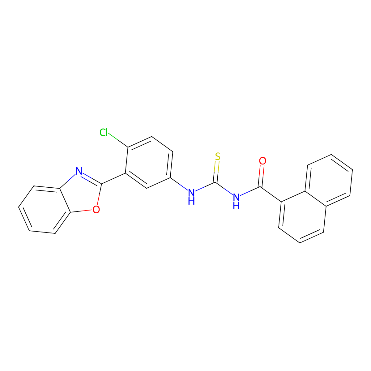 N-[[3-(1,3-benzoxazol-2-yl)-4-chlorophenyl]carbamothioyl]naphthalene-1-carboxamide molecular structure, CAS 428843-37-2