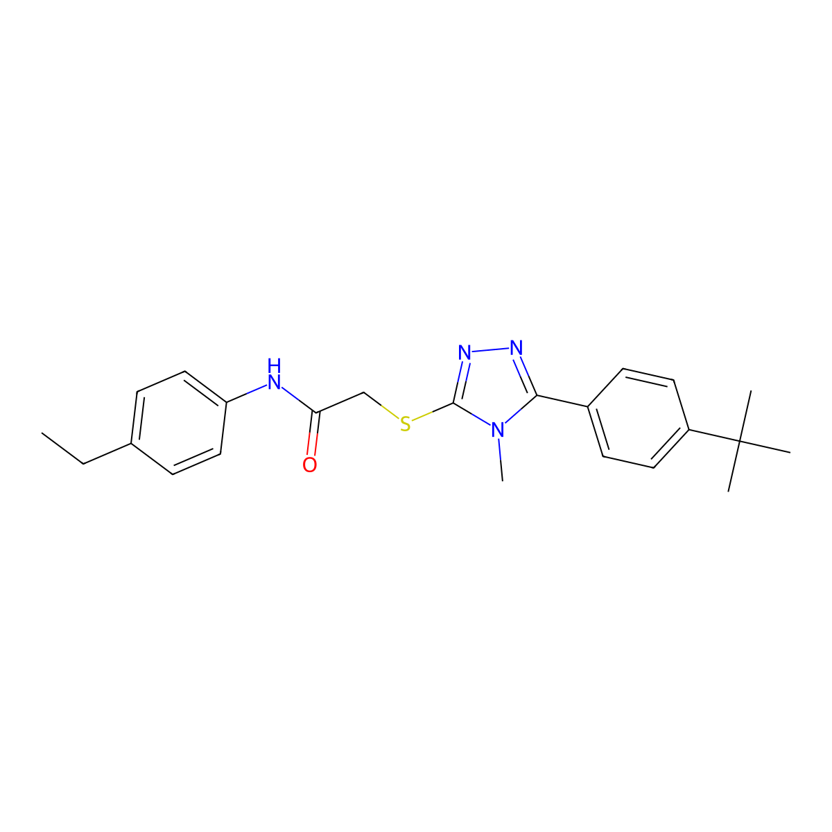2-{[5-(4-tert-butylphenyl)-4-methyl-4H-1,2,4-triazol-3-yl]sulfanyl}-N-(4-ethylphenyl)acetamide molecular structure, CAS 428843-50-9
