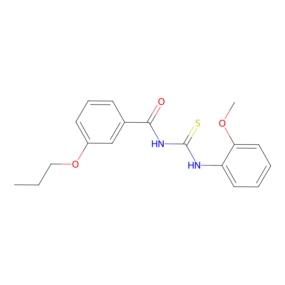 N-[(2-methoxyphenyl)carbamothioyl]-3-propoxybenzamide molecular structure, CAS 428843-51-0