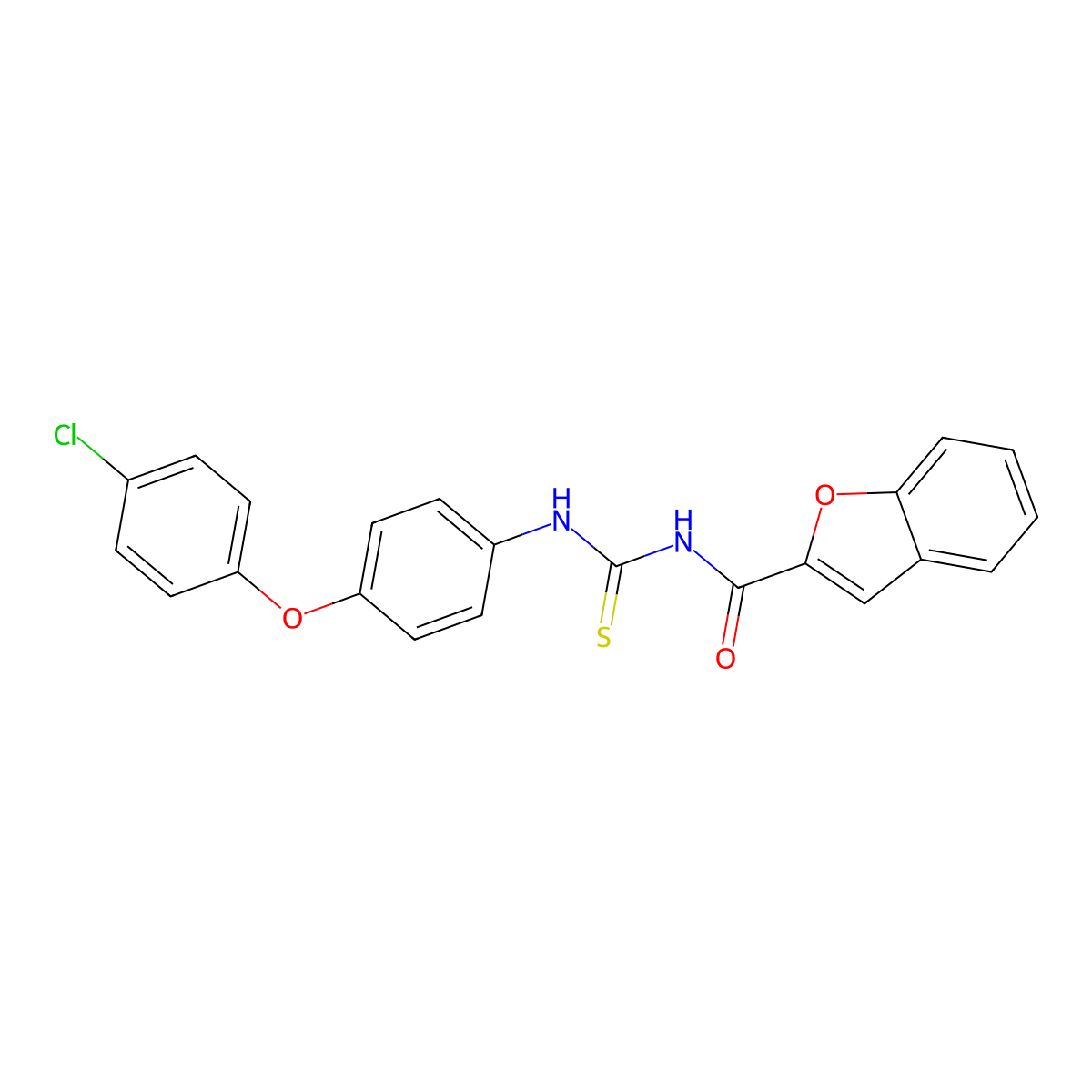 N-[[4-(4-chlorophenoxy)phenyl]carbamothioyl]-1-benzofuran-2-carboxamide molecular structure, CAS 428843-58-7