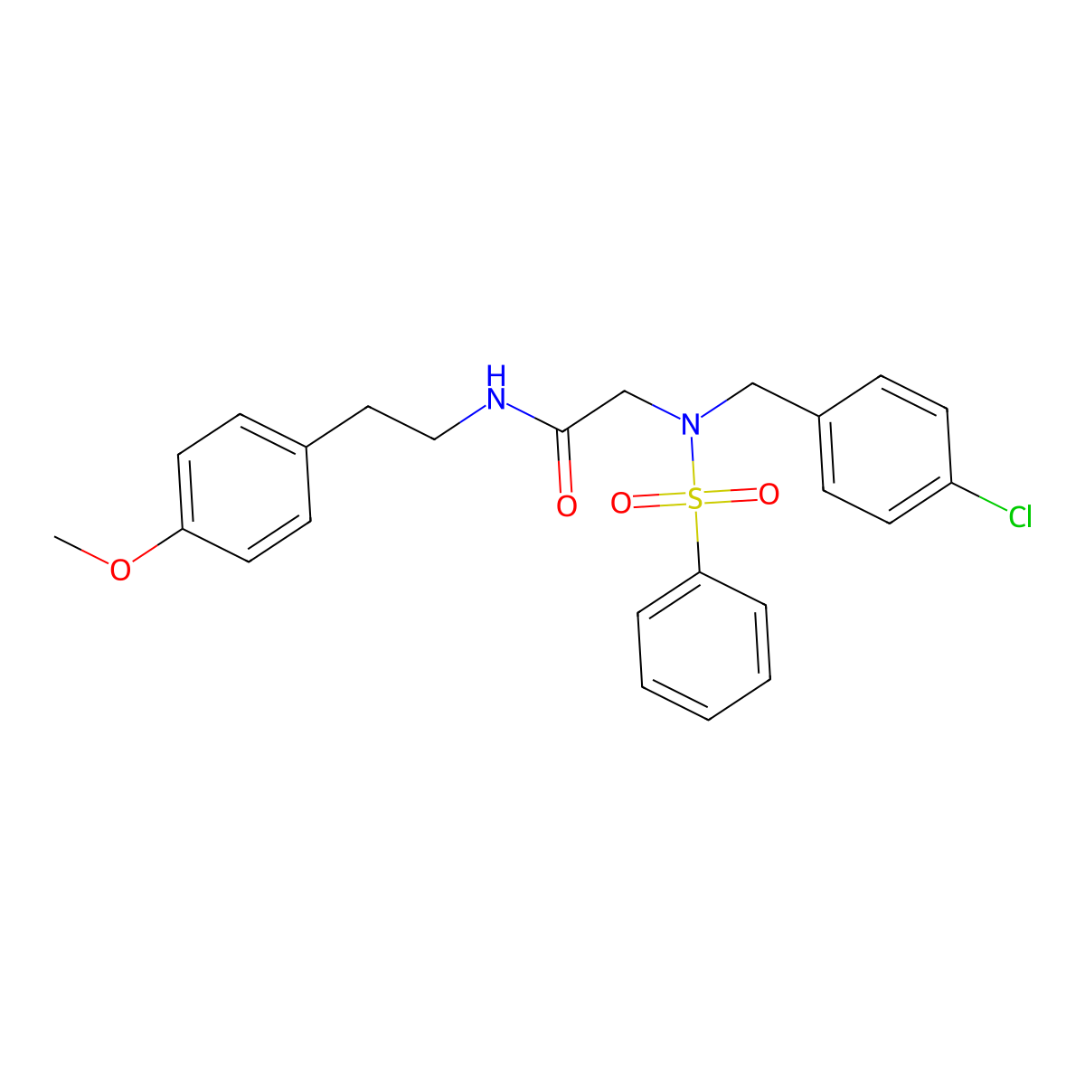 2-[benzenesulfonyl-[(4-chlorophenyl)methyl]amino]-N-[2-(4-methoxyphenyl)ethyl]acetamide molecular structure, CAS 428843-59-8