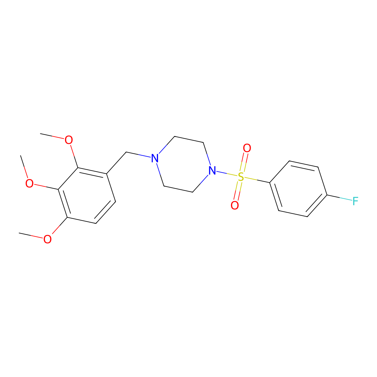1-[(4-Fluorophenyl)sulfonyl]-4-(2,3,4-trimethoxybenzyl)piperazine molecular structure, CAS 428843-65-6