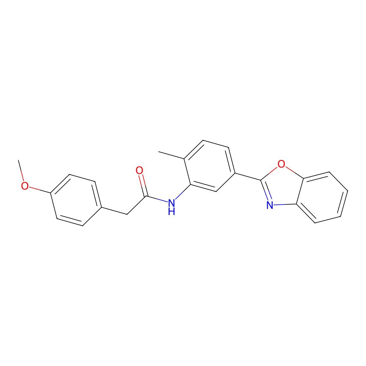 N-[5-(1,3-benzoxazol-2-yl)-2-methylphenyl]-2-(4-methoxyphenyl)acetamide molecular structure, CAS 428843-69-0