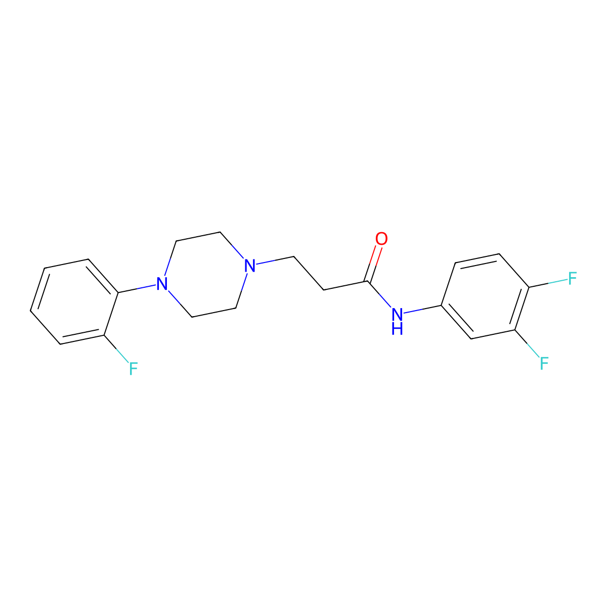 N-(3,4-difluorophenyl)-3-[4-(2-fluorophenyl)piperazin-1-yl]propanamide molecular structure, CAS 428843-70-3