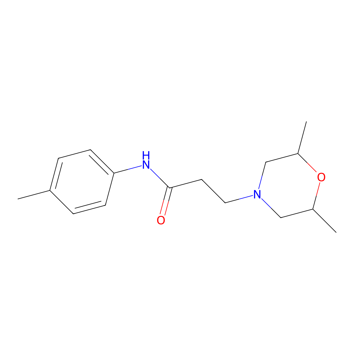3-(2,6-dimethylmorpholin-4-yl)-N-(4-methylphenyl)propanamide molecular structure, CAS 428843-74-7