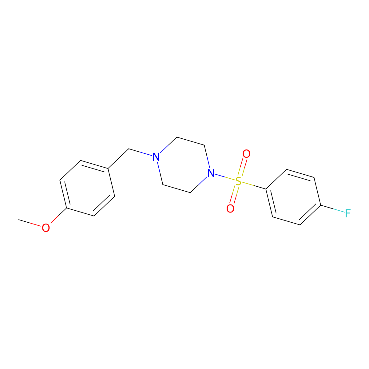 1-(4-Fluorophenyl)sulfonyl-4-[(4-methoxyphenyl)methyl]piperazine molecular structure, CAS 428843-92-9