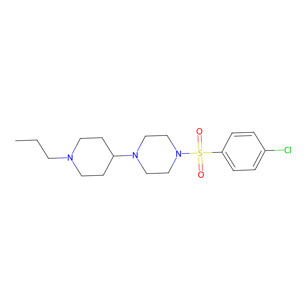 1-(4-Chlorophenyl)sulfonyl-4-(1-propylpiperidin-4-yl)piperazine molecular structure, CAS 428844-01-3