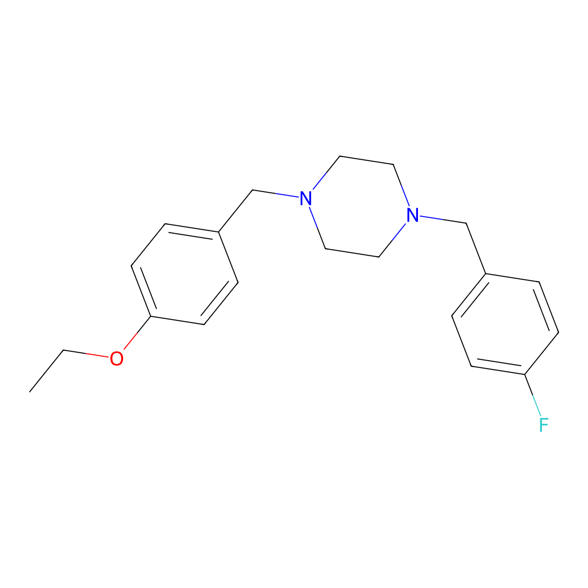 1-[(4-Ethoxyphenyl)methyl]-4-[(4-fluorophenyl)methyl]piperazine molecular structure, CAS 428844-04-6
