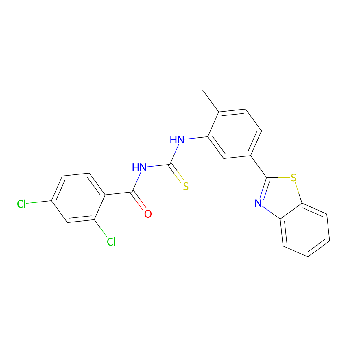N-[[5-(1,3-benzothiazol-2-yl)-2-methylphenyl]carbamothioyl]-2,4-dichlorobenzamide molecular structure, CAS 428844-06-8