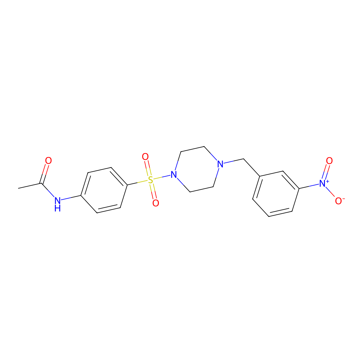 N-[4-[4-[(3-nitrophenyl)methyl]piperazin-1-yl]sulfonylphenyl]acetamide molecular structure, CAS 428844-11-5