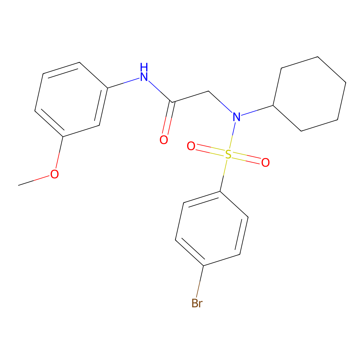 2-[(4-bromophenyl)sulfonyl-cyclohexylamino]-N-(3-methoxyphenyl)acetamide molecular structure, CAS 428844-12-6