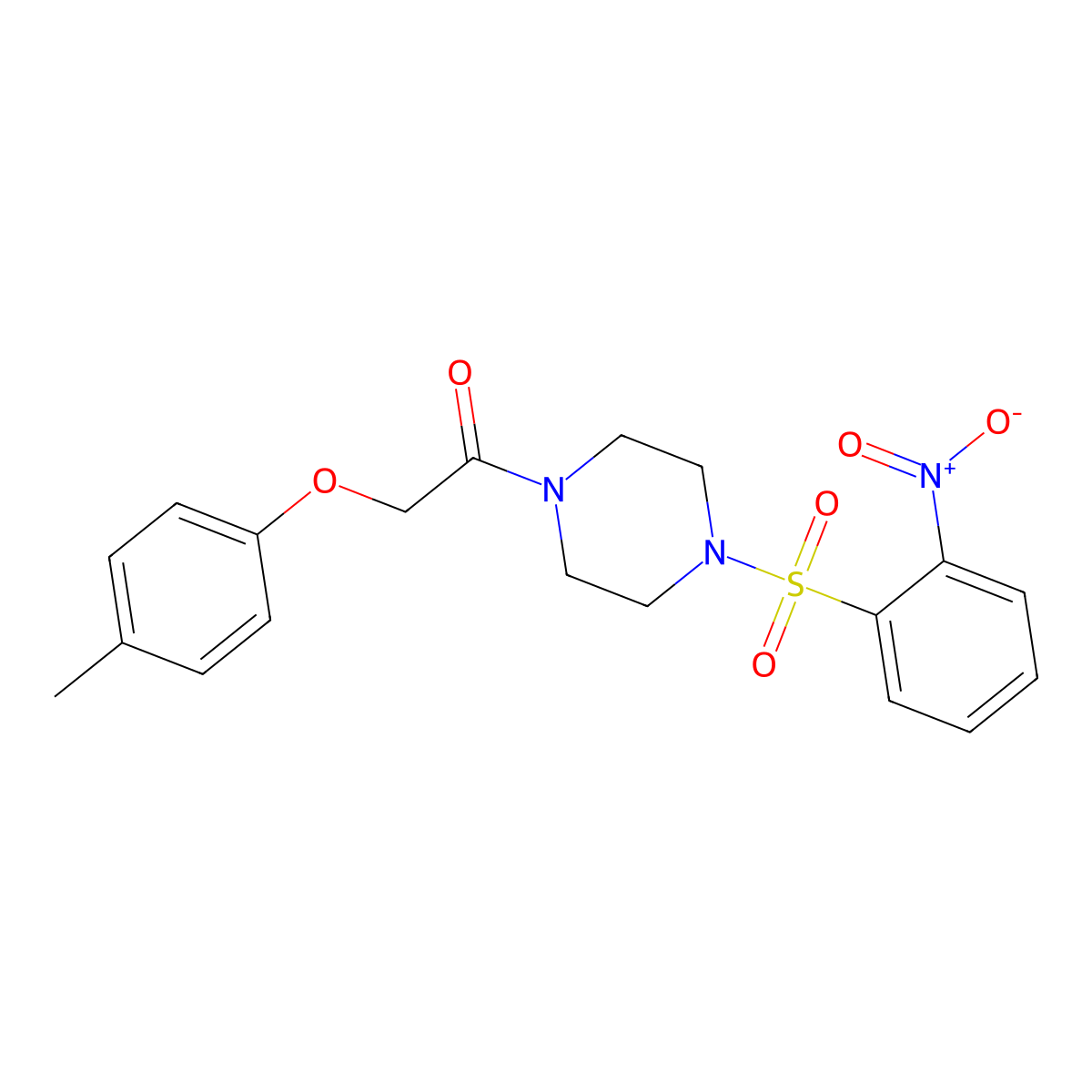 2-(4-Methylphenoxy)-1-[4-(2-nitrophenyl)sulfonylpiperazin-1-yl]ethanone molecular structure, CAS 428844-20-6