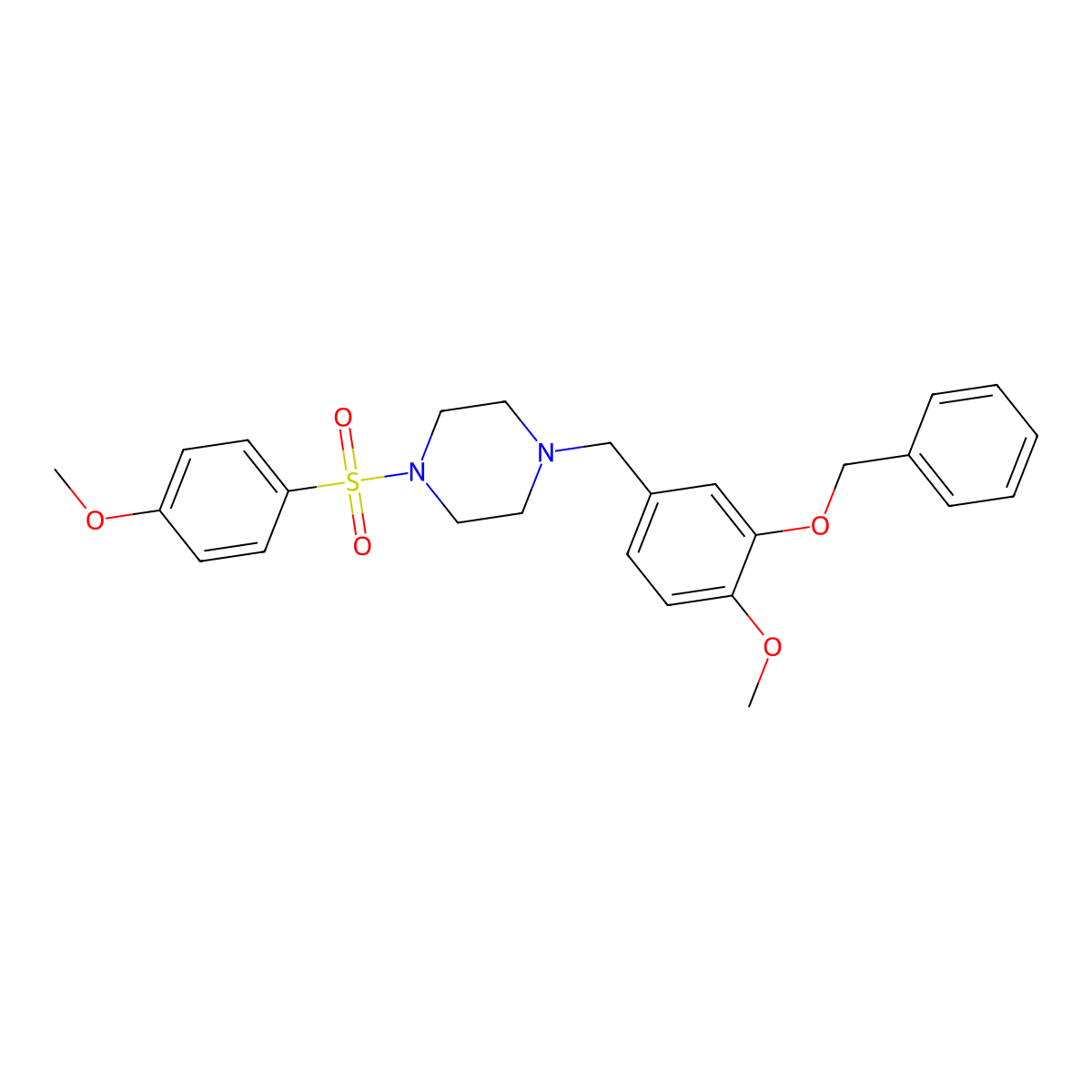 1-[3-(Benzyloxy)-4-methoxybenzyl]-4-[(4-methoxyphenyl)sulfonyl]piperazine molecular structure, CAS 428844-27-3