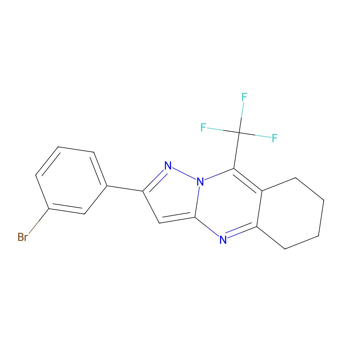 2-(3-Bromophenyl)-9-(trifluoromethyl)-5,6,7,8-tetrahydropyrazolo[5,1-b]quinazoline molecular structure, CAS 428844-29-5