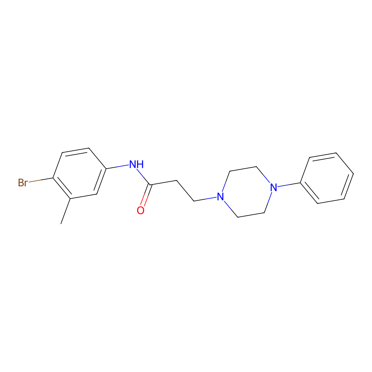 N-(4-bromo-3-methylphenyl)-3-(4-phenylpiperazin-1-yl)propanamide molecular structure, CAS 428844-36-4