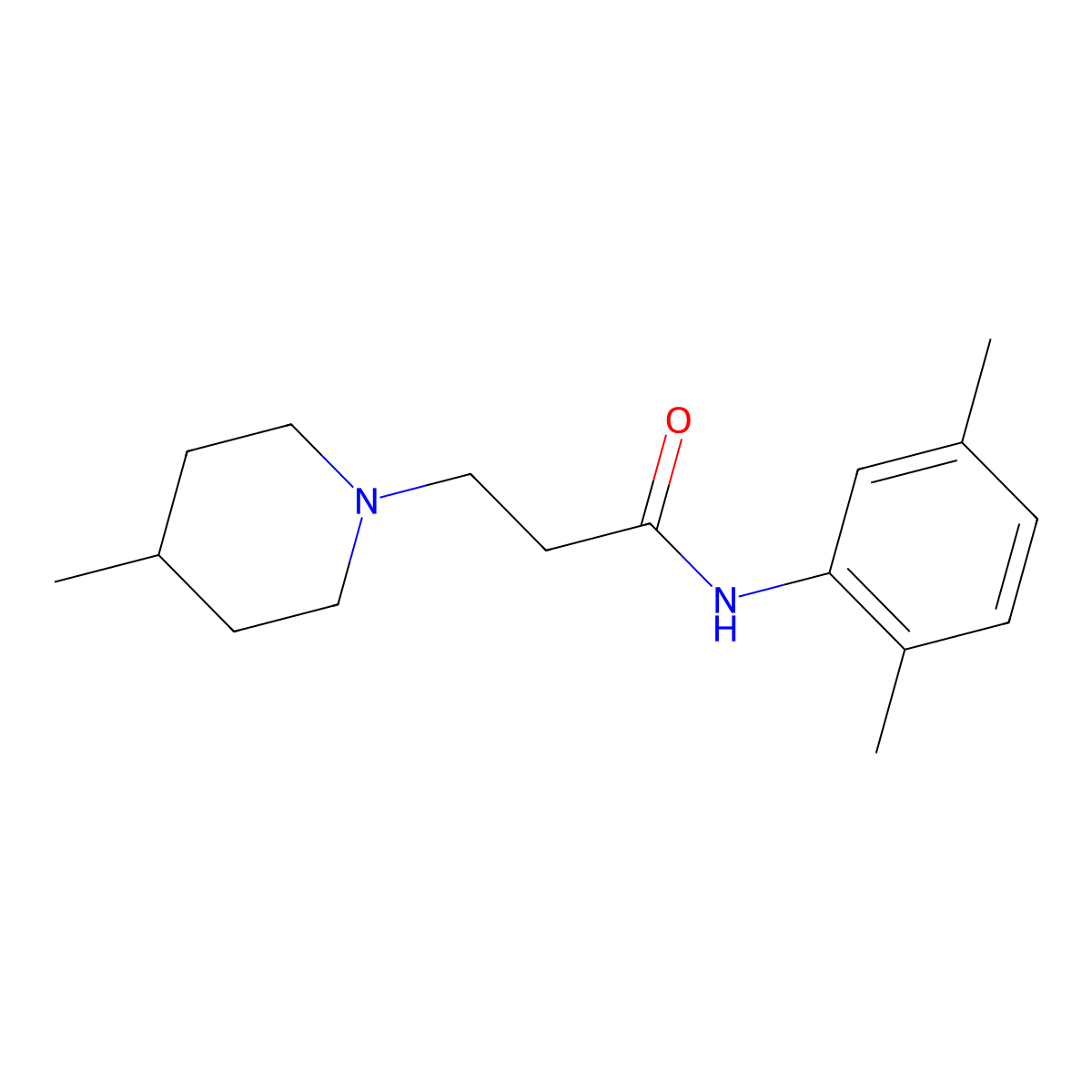 N-(2,5-dimethylphenyl)-3-(4-methylpiperidin-1-yl)propanamide molecular structure, CAS 428844-42-2