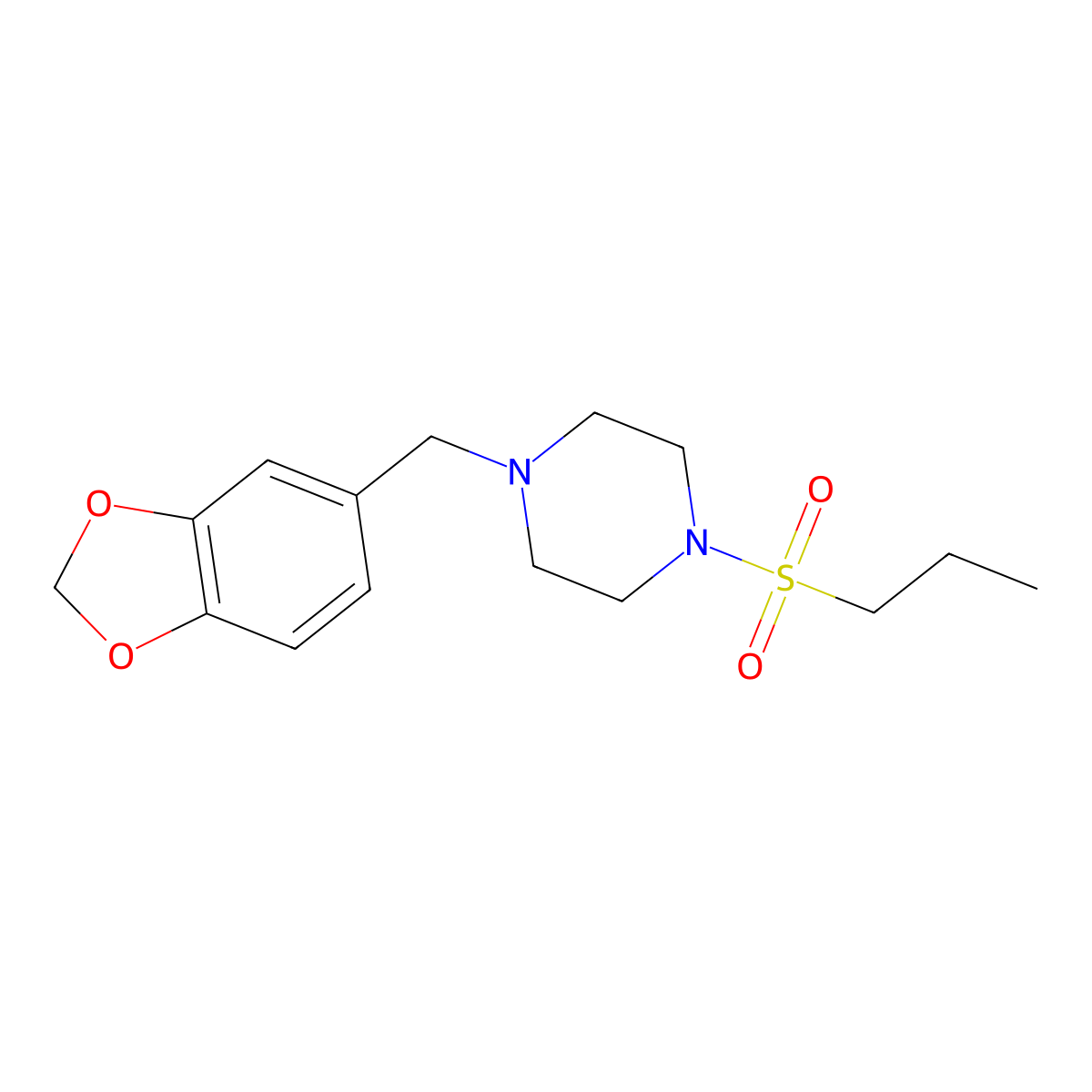 1-(1,3-Benzodioxol-5-ylmethyl)-4-propylsulfonylpiperazine molecular structure, CAS 428844-47-7