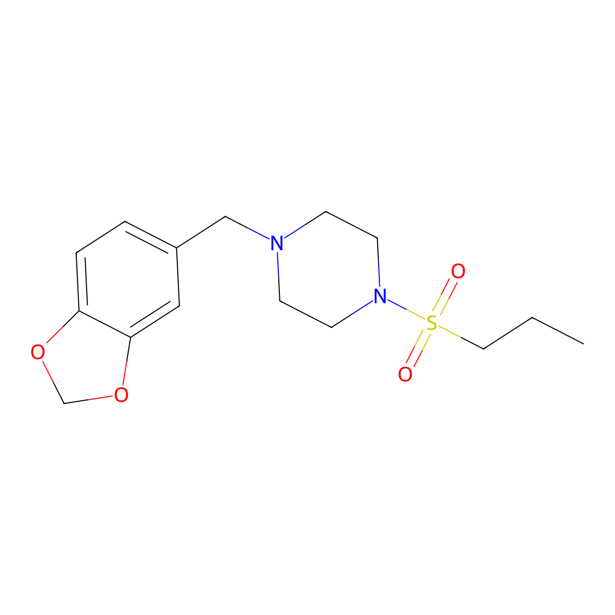 1-(1,3-Benzodioxol-5-ylmethyl)-4-propylsulfonylpiperazine molecular structure, CAS 428844-47-7