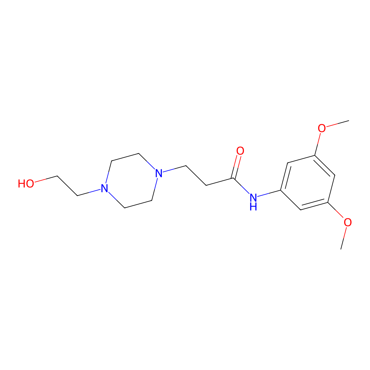 N-(3,5-dimethoxyphenyl)-3-[4-(2-hydroxyethyl)piperazin-1-yl]propanamide molecular structure, CAS 428844-49-9