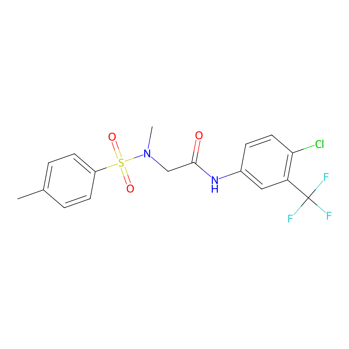 N-[4-chloro-3-(trifluoromethyl)phenyl]-2-[methyl-(4-methylphenyl)sulfonylamino]acetamide molecular structure, CAS 428844-51-3