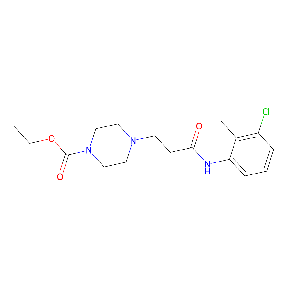 Ethyl 4-(3-((3-chloro-2-methylphenyl)amino)-3-oxopropyl)piperazine-1-carboxylate molecular structure, CAS 428844-55-7