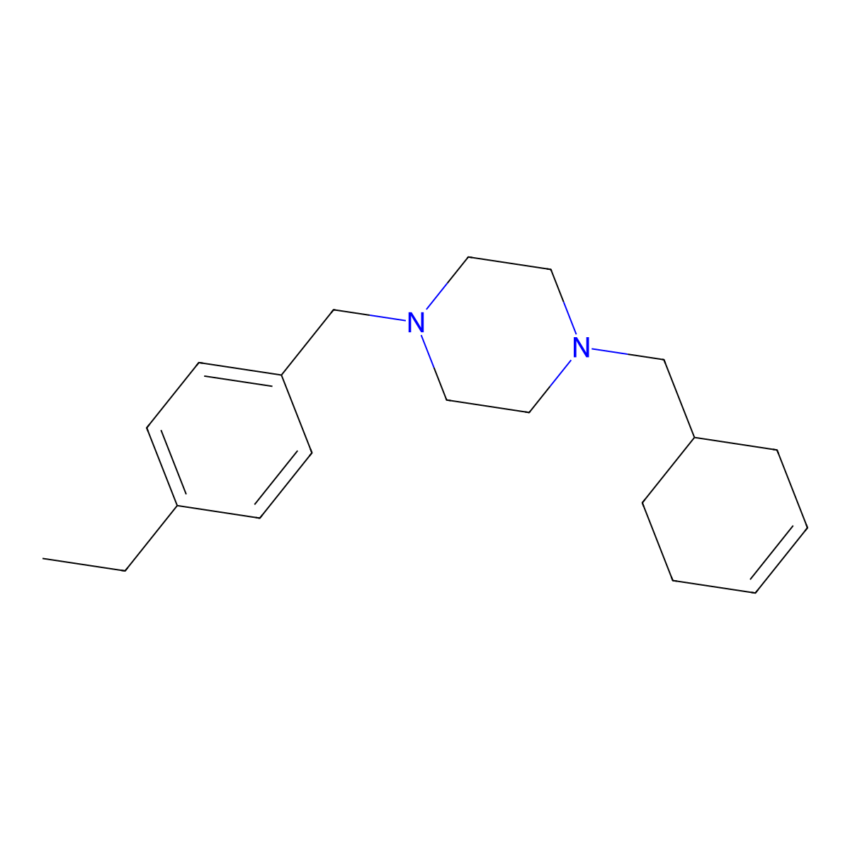 1-(Cyclohex-3-en-1-ylmethyl)-4-(4-ethylbenzyl)piperazine molecular structure, CAS 428844-60-4