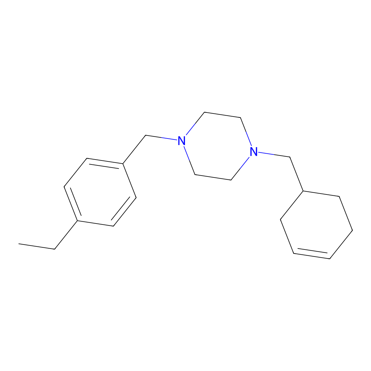 1-(Cyclohex-3-en-1-ylmethyl)-4-(4-ethylbenzyl)piperazine molecular structure, CAS 428844-60-4