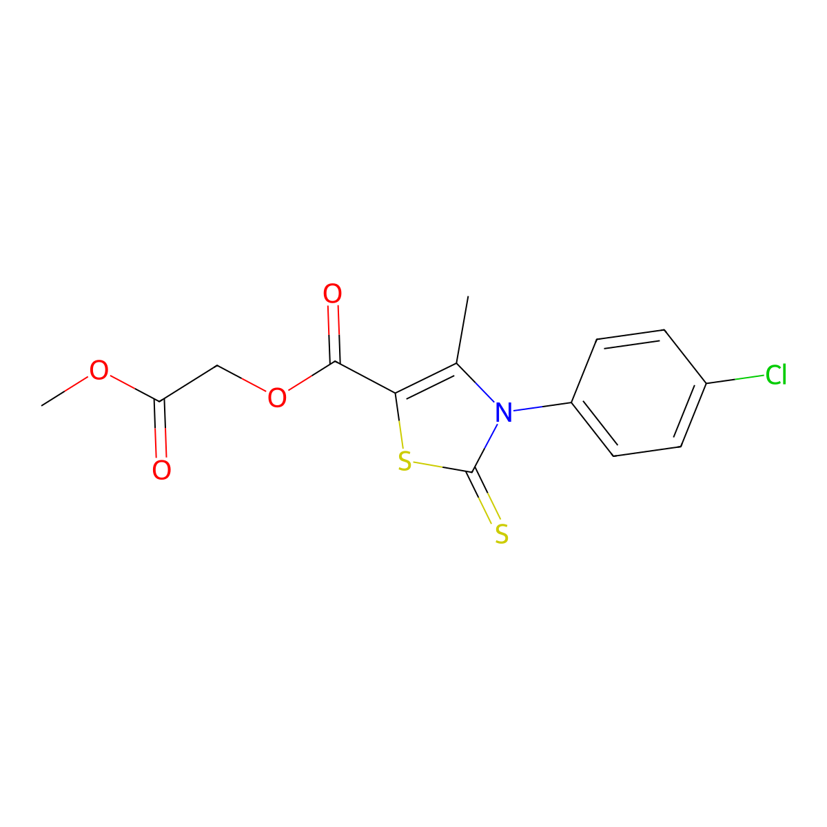 3-(4-Chlorophenyl)-4-methyl-2-thioxo-2,3-dihydrothiazole-5-carboxylic acid, methoxycarbonyl methyl ester molecular structure, CAS 428844-79-5