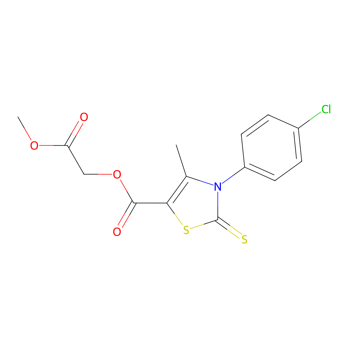 3-(4-Chlorophenyl)-4-methyl-2-thioxo-2,3-dihydrothiazole-5-carboxylic acid, methoxycarbonyl methyl ester molecular structure, CAS 428844-79-5