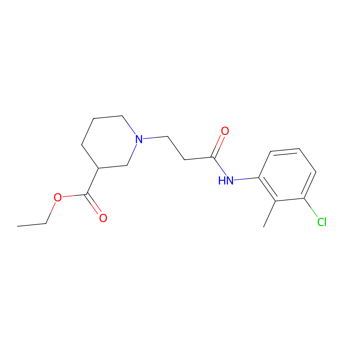 Ethyl 1-(3-((3-chloro-2-methylphenyl)amino)-3-oxopropyl)piperidine-3-carboxylate molecular structure, CAS 428844-80-8