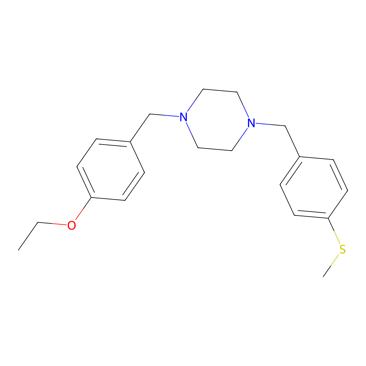 1-[(4-Ethoxyphenyl)methyl]-4-[(4-methylsulfanylphenyl)methyl]piperazine molecular structure, CAS 428844-92-2
