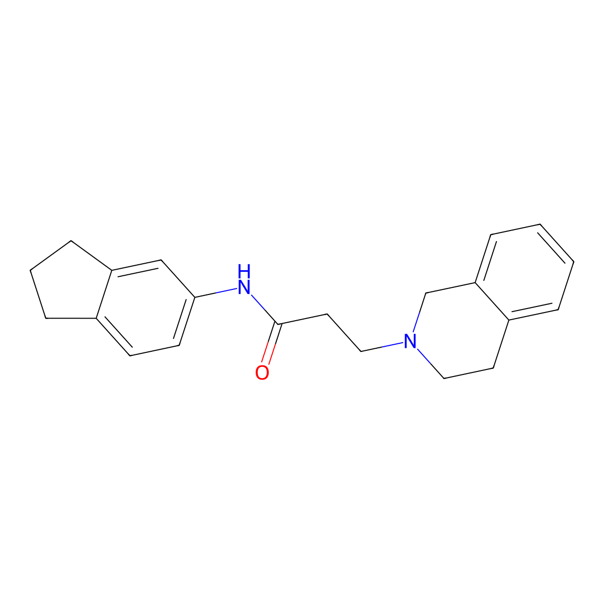 N-(2,3-dihydro-1H-inden-5-yl)-3-(3,4-dihydro-1H-isoquinolin-2-yl)propanamide molecular structure, CAS 428844-96-6