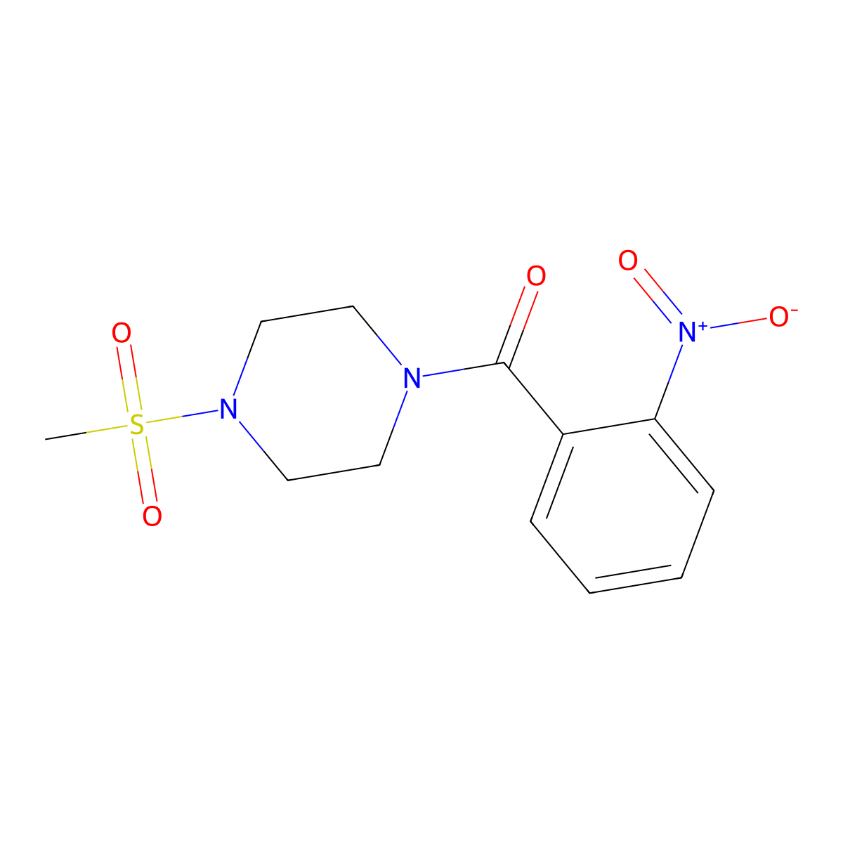 (4-Methylsulfonylpiperazin-1-yl)-(2-nitrophenyl)methanone molecular structure, CAS 428845-09-4