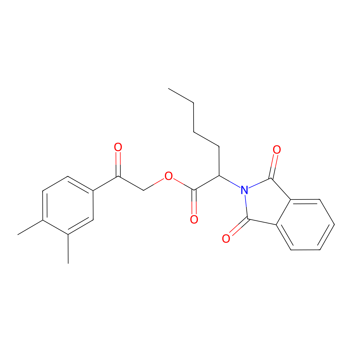 2-(3,4-dimethylphenyl)-2-oxoethyl 2-(1,3-dioxo-1,3-dihydro-2H-isoindol-2-yl)hexanoate molecular structure, CAS 428845-12-9