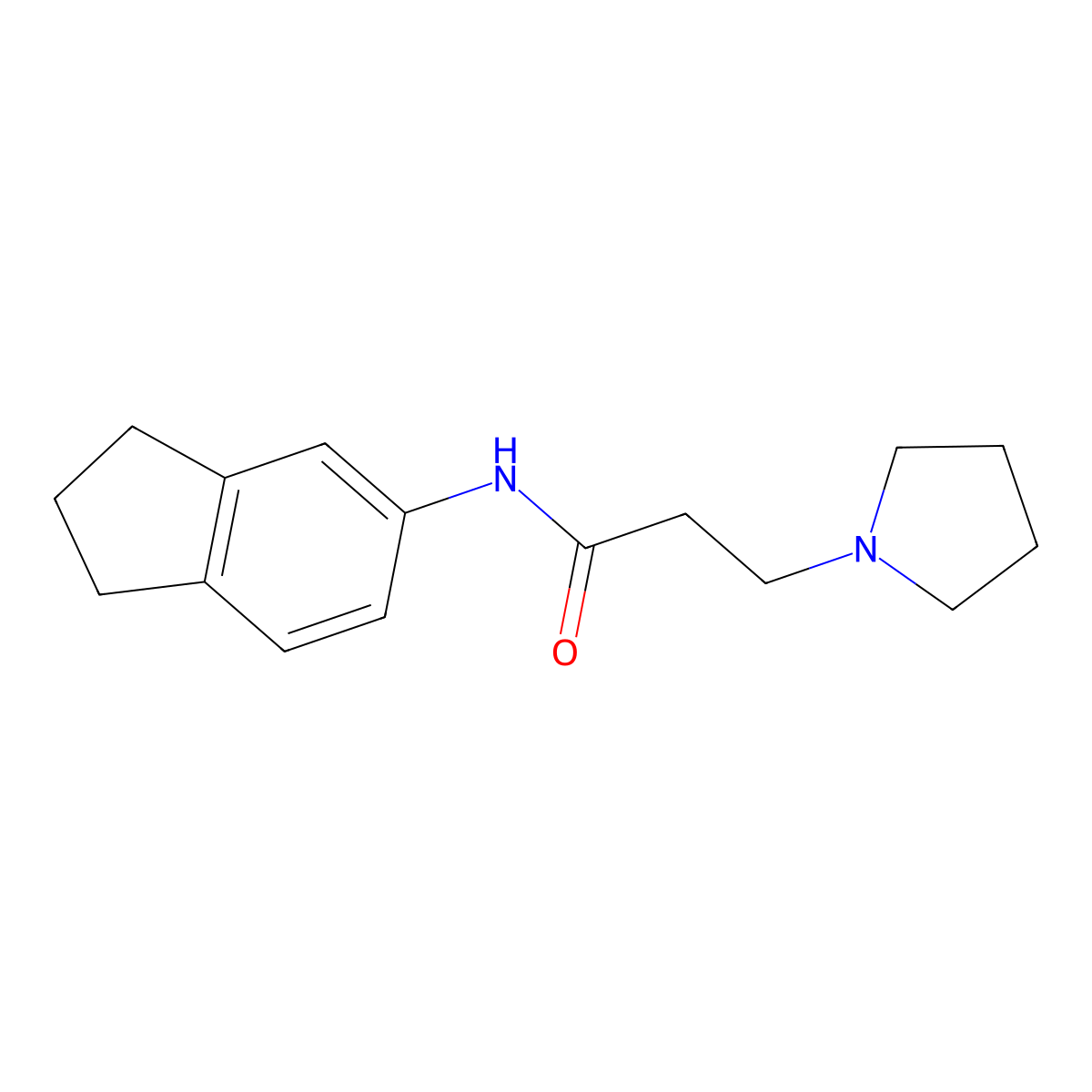 N-(2,3-dihydro-1H-inden-5-yl)-3-pyrrolidin-1-ylpropanamide molecular structure, CAS 428845-19-6