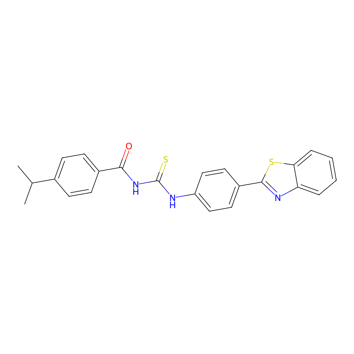 N-[[4-(1,3-benzothiazol-2-yl)phenyl]carbamothioyl]-4-propan-2-ylbenzamide molecular structure, CAS 428845-20-9