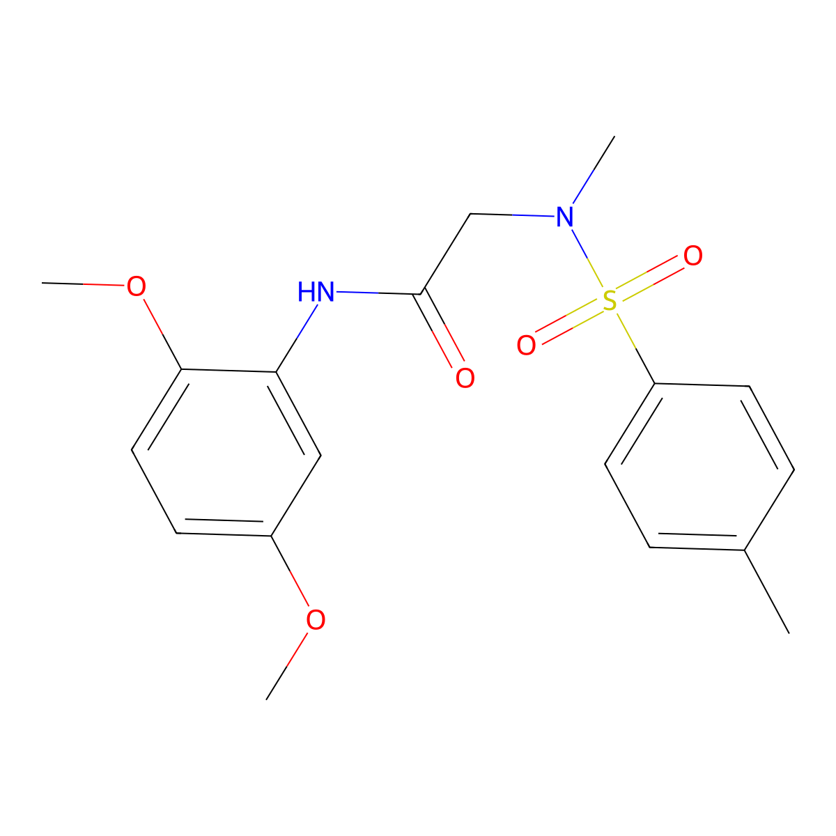 N-(2,5-dimethoxyphenyl)-2-[methyl-(4-methylphenyl)sulfonylamino]acetamide molecular structure, CAS 428845-21-0