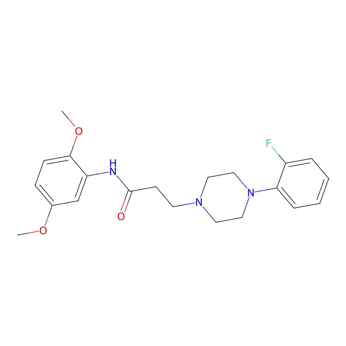 N-(2,5-dimethoxyphenyl)-3-[4-(2-fluorophenyl)piperazin-1-yl]propanamide molecular structure, CAS 428845-39-0