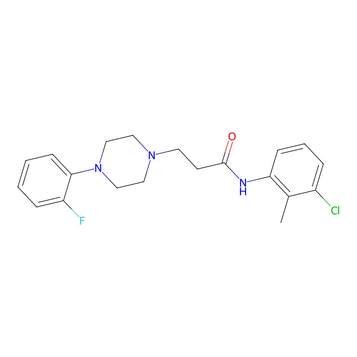 N-(3-chloro-2-methylphenyl)-3-[4-(2-fluorophenyl)piperazin-1-yl]propanamide molecular structure, CAS 428845-50-5