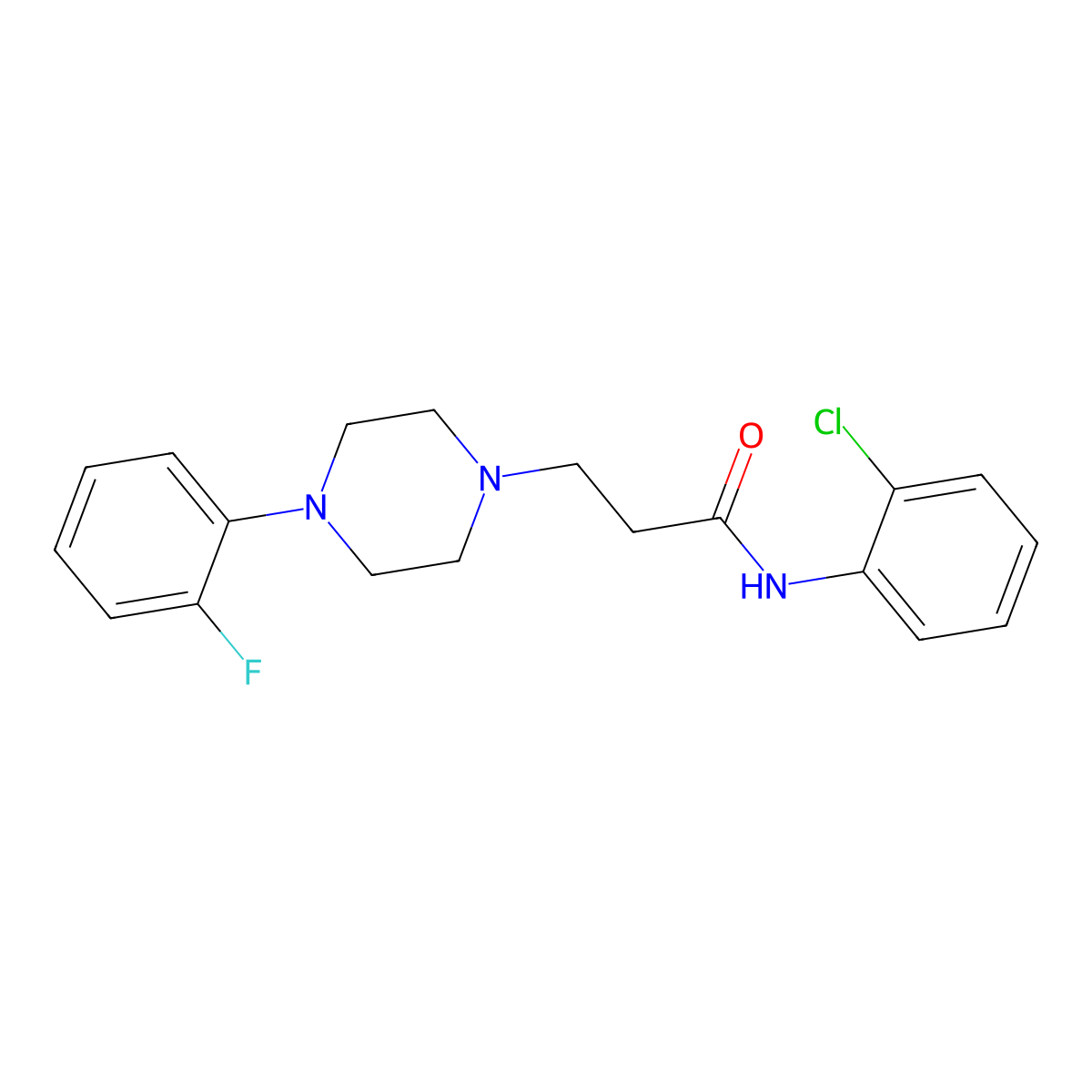 N-(2-chlorophenyl)-3-[4-(2-fluorophenyl)piperazin-1-yl]propanamide molecular structure, CAS 428845-51-6